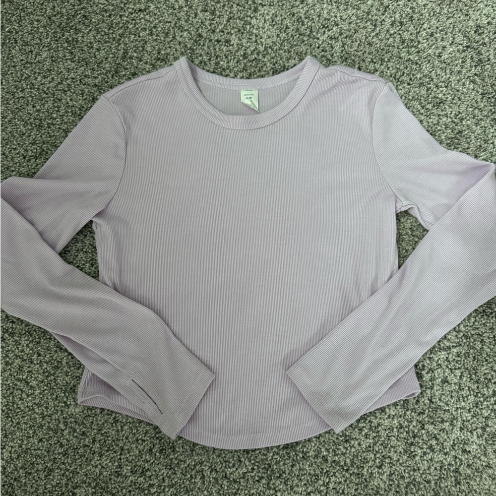 Old Navy Girls' Lilac Ribbed Long Sleeve Tee